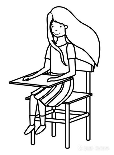 坐在椅子上的小女孩怎么画简笔画