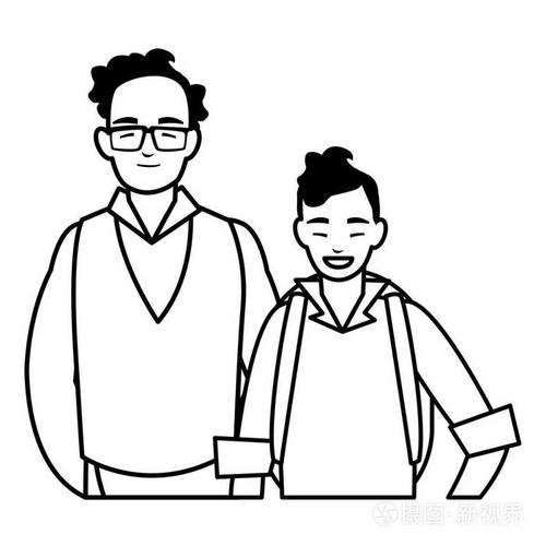 父亲与儿子字符插画-正版商用图片16l0r0-摄图新视界