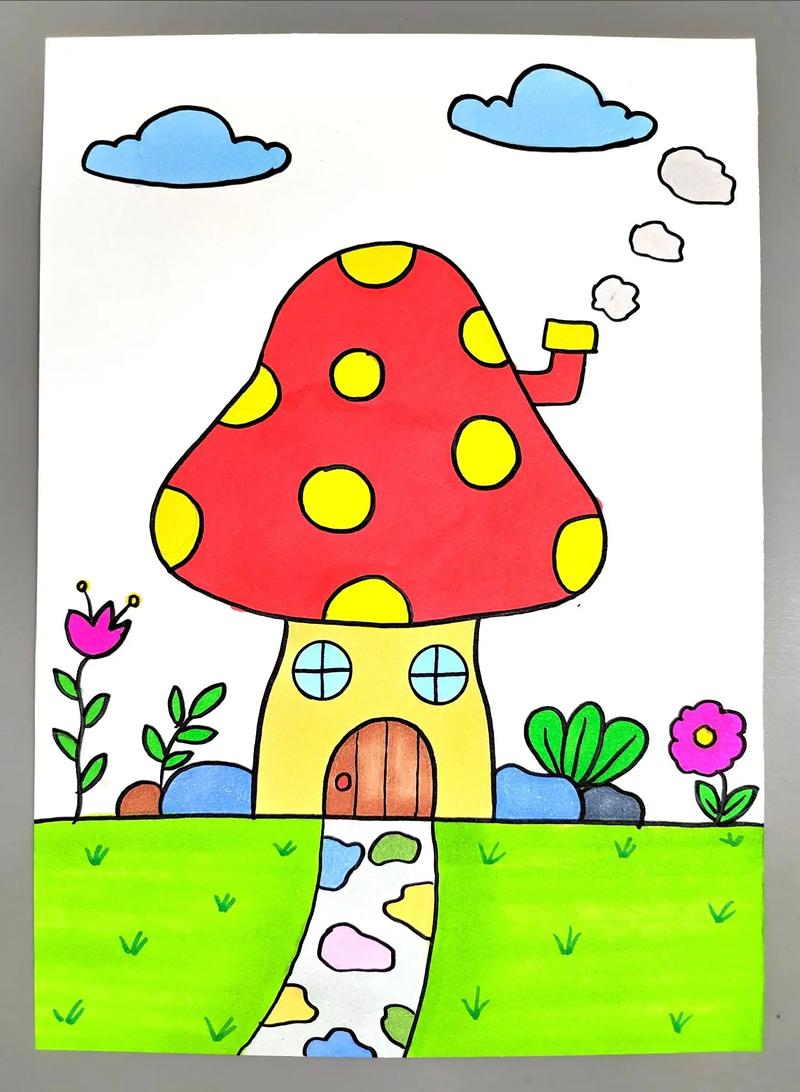 一起来画漂亮的蘑菇房子吧,简单好看#房子简笔画 #蘑菇房子简 - 抖音