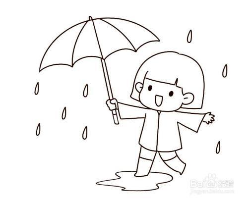 雨中的孩子们简笔画