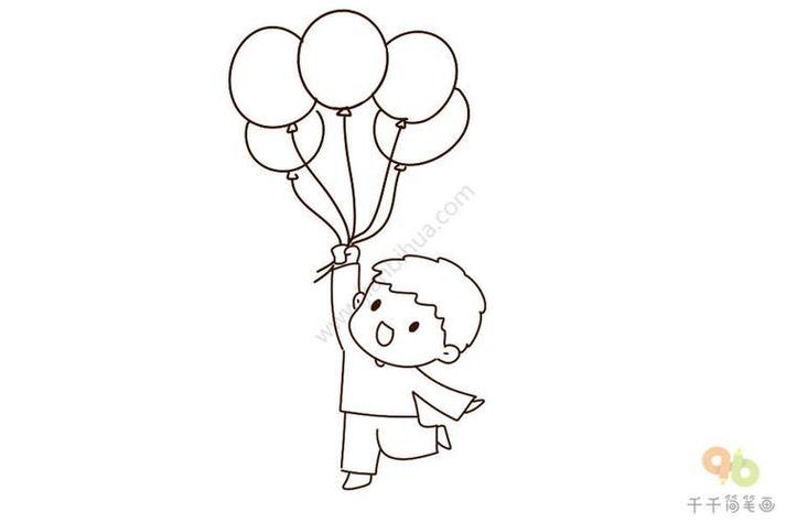 儿童气球敬礼简笔画