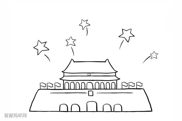 北京天安门国庆节主题简笔画教程