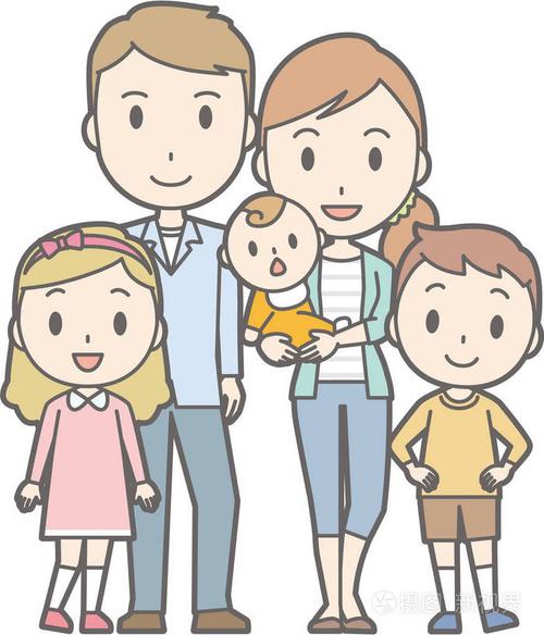 幸福的家庭不. 03(5口之家)(2代)插画-正版商用图片00ert7-摄图新视界
