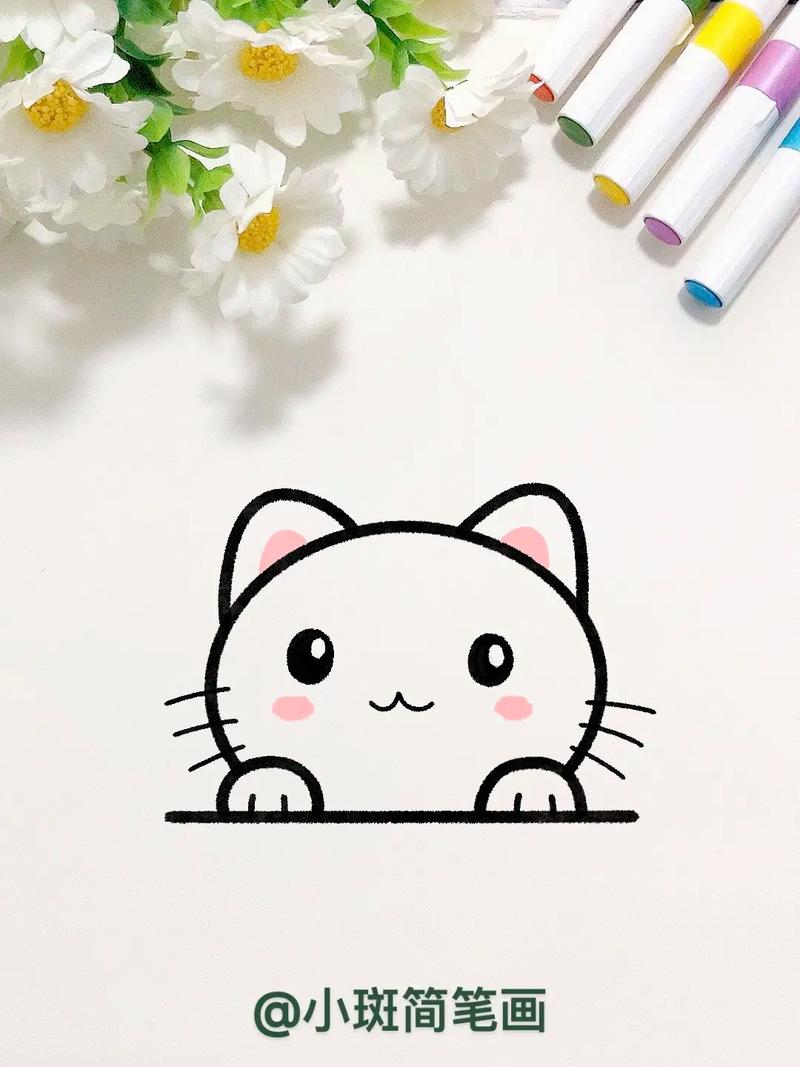 小猫简笔画.一起来画可爱的小猫吧,这个画法简单又好看#小猫简 - 抖音