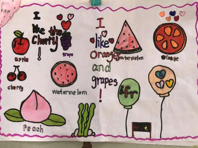 孩子们自己画的#水果  #英语手抄报9698929394919991