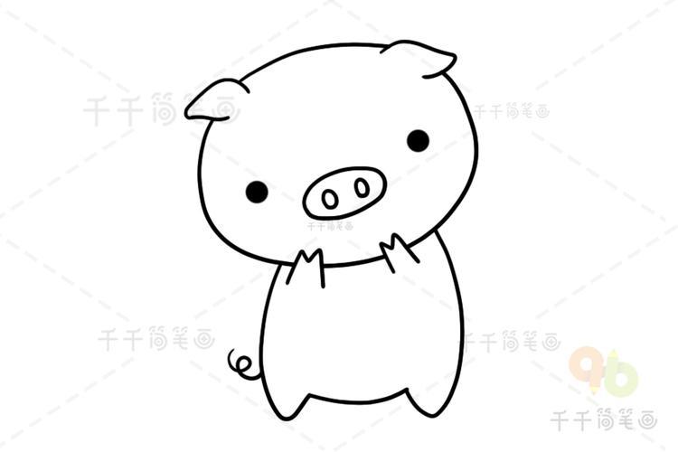 猪简笔画怎么画猪简笔画简单又好看用3个w和一个q怎么画猪小猪简笔画