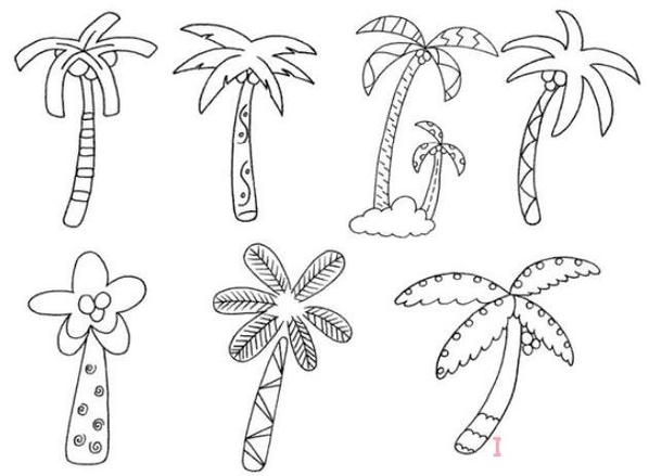 沙滩椰子树图片简笔画步骤