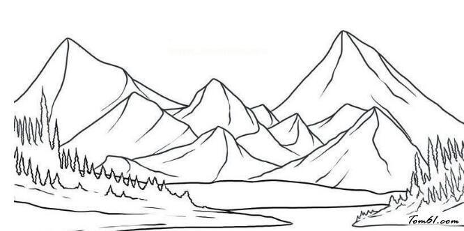 山水画简笔画超简单山水简笔画怎么画儿童绘画教学画一幅中国风的山水