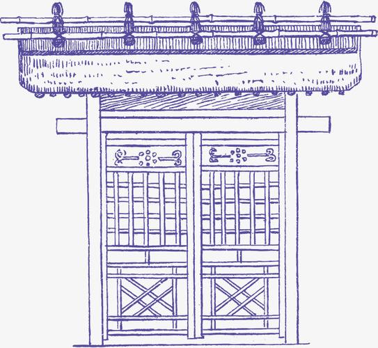 古代大院大门的简笔画