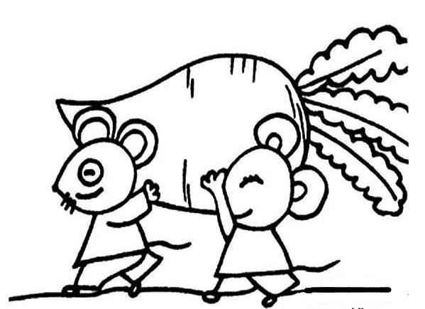 老鼠搬萝卜怎么画_小老鼠的儿童画作品