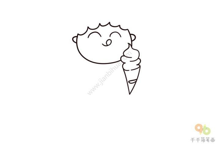 小朋友吃冰淇淋图片简笔画