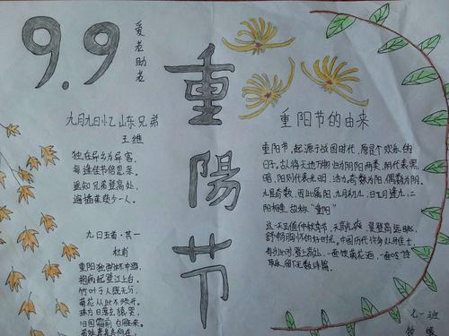 9月9日重阳节手抄报简单又漂亮三年级
