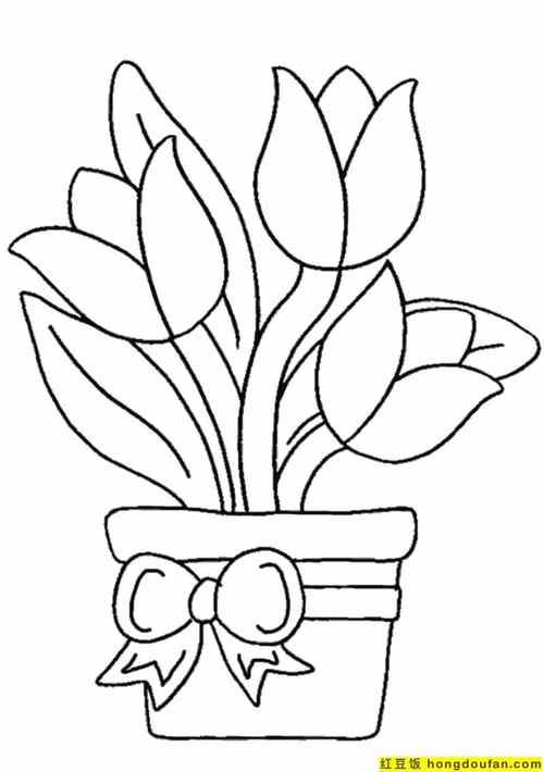 10张春日漂亮的花朵儿童卡通可涂色简笔画-红豆饭小学生简笔画大全