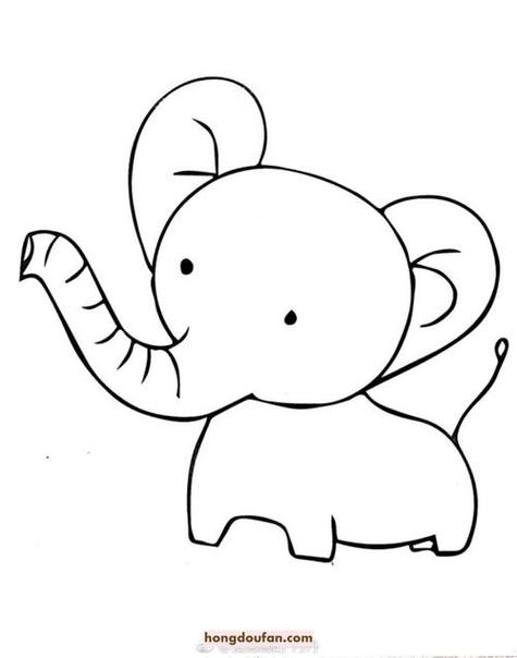 大象简笔画可爱又简单正面图