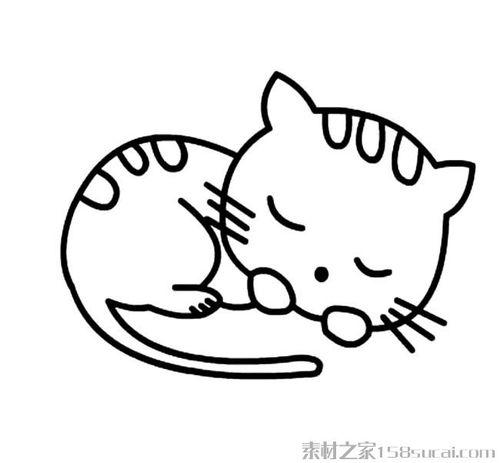 猫咪简笔画图片睡觉小猫简笔画小猫睡觉的画法猫简笔画图片大全可爱