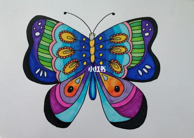 蓝色蝴蝶 图文过程procreate笔刷蝴蝶线稿辅助绘画笔刷彩色蝴蝶简笔画