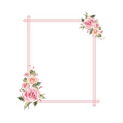 粉色玫瑰边框七夕玫瑰手绘玫瑰花边png素材