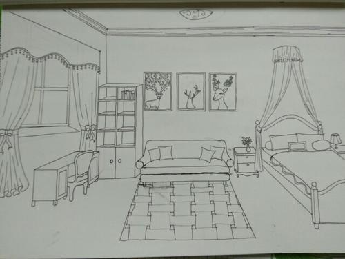 简单简笔画公主房间