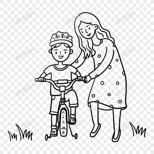 简笔画妈妈和儿子骑车