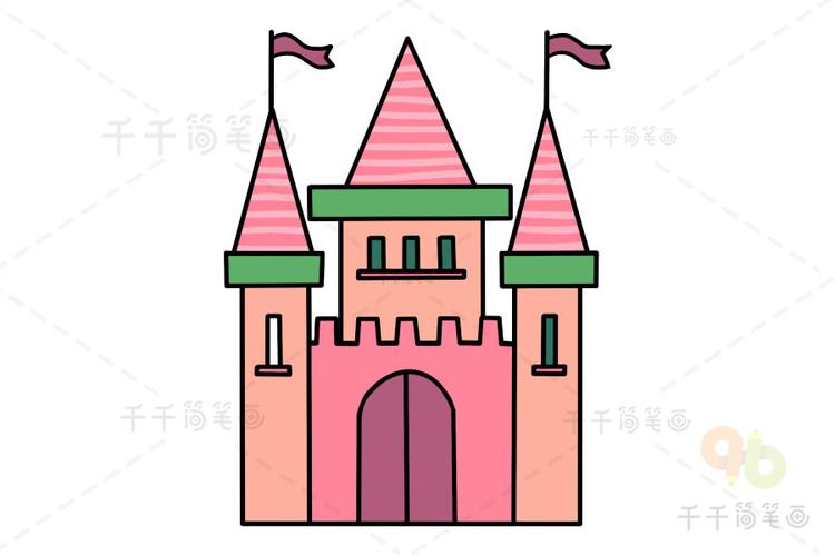 儿童城堡简笔画彩色正面图 图文