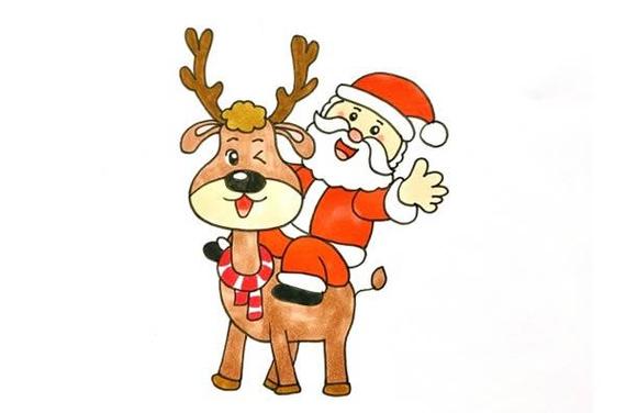 圣诞老人和驯鹿简笔画圣诞老人和驯鹿简笔画可爱圣诞老人和驯鹿图片简