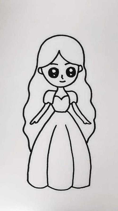 小女孩简笔画小公主可爱
