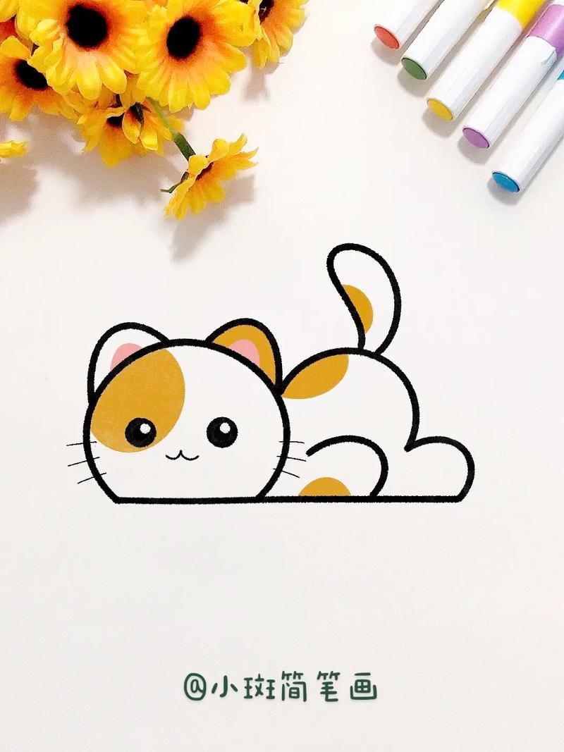 可爱的小猫简笔画.一起来画可爱的小猫吧,用字母和数字画法,简 - 抖音