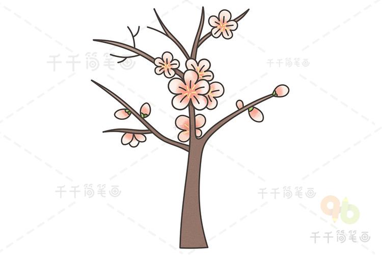 怎么画桃花树的简笔画图片