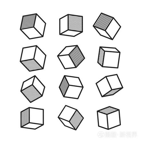 3d 在流行艺术风格的立方体在黑白, 矢量插画-正版商用图片0eqds0-摄