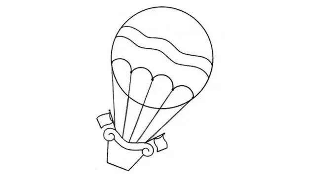 热气球简笔画图片 彩色热气球怎么画 - 交通工具简笔画 - 老师板报网