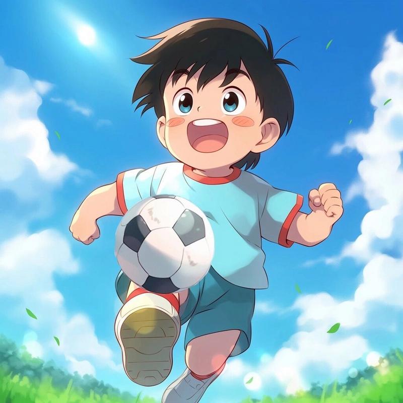 可爱男生头像:踢足球的男孩