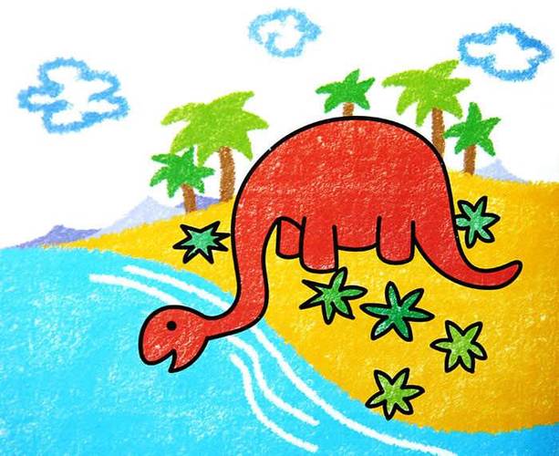 动物简笔画恐龙带颜色