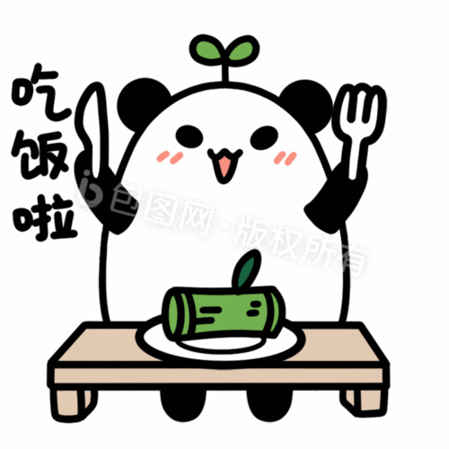 可爱熊猫表情包4吃饭啦