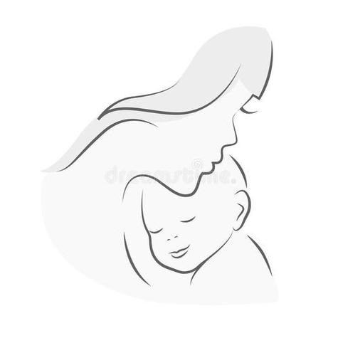 母女抱在一起的简笔画