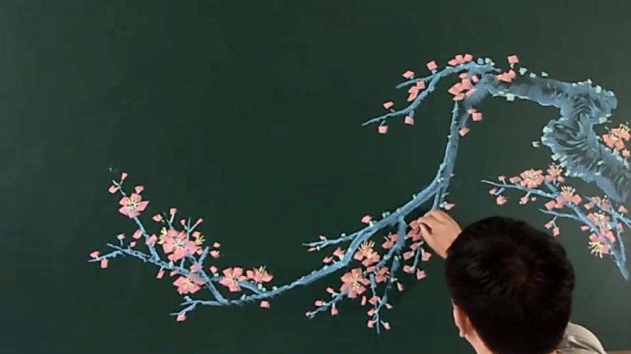 1粉笔画梅花画法,梅花在冬天开放,一般被作为坚韧和高洁品质的象征.