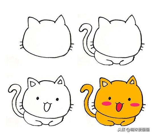 小猫儿童简笔画简单