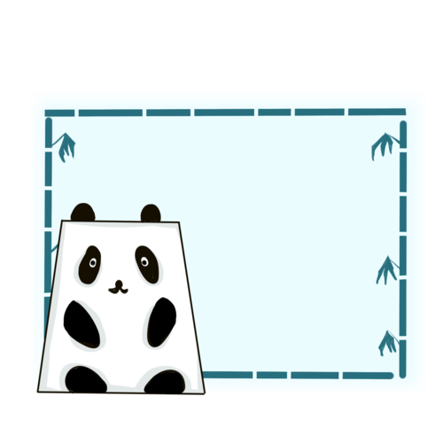 手绘吃竹子的熊猫边框图片