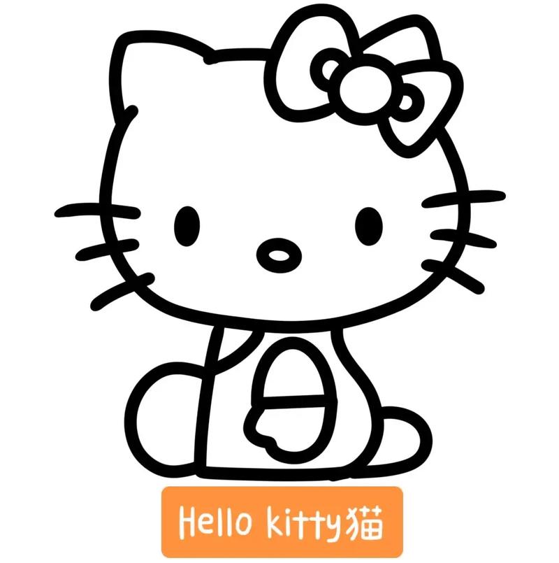 HelloKitty猫简笔画彩色