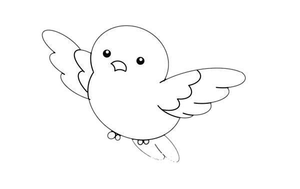飞行的小鸟简笔画的画法步骤漂亮的小鸟正张开翅膀在空中飞翔仿佛