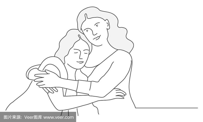 妈妈拥抱女儿,家庭时光.