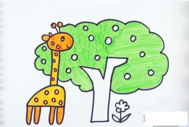 简笔画长颈鹿吃树叶视频