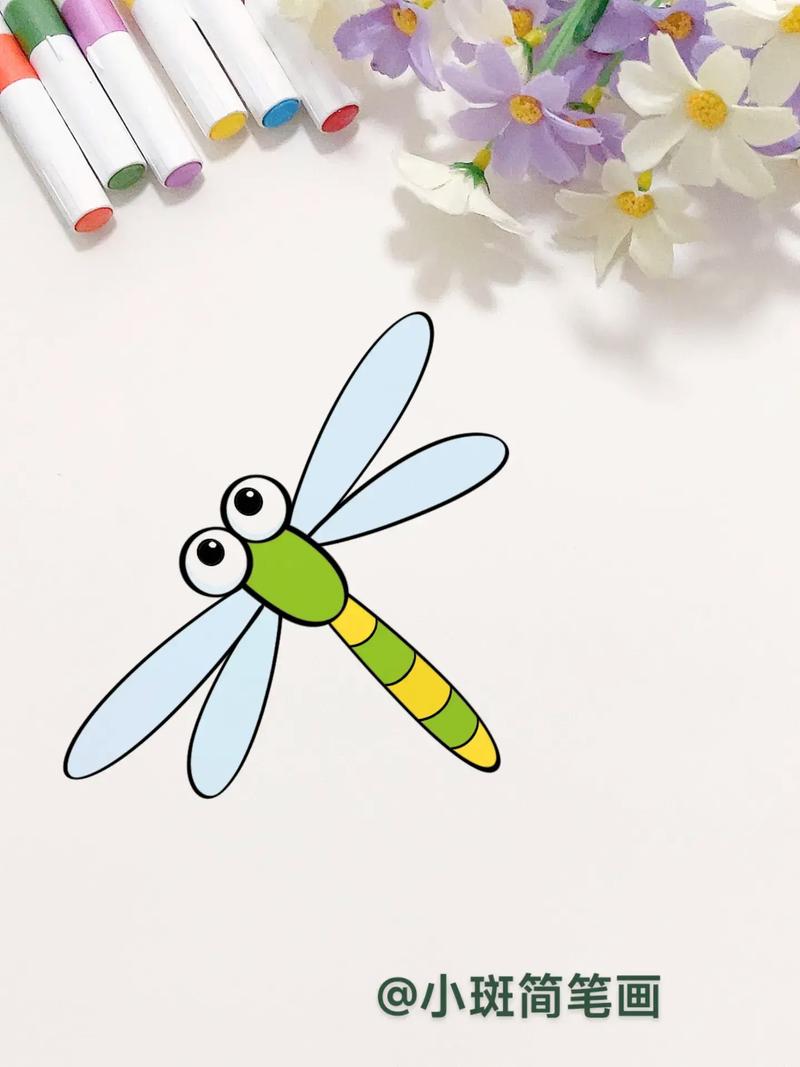 蜻蜓简笔画.一起来画蜻蜓吧,这个画法简单又好看,一学就会#一 - 抖音