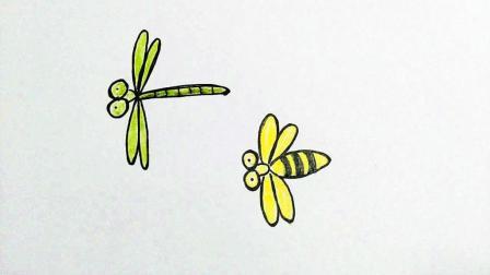 蜜蜂蝴蝶蜻蜓蚂蚱简笔画