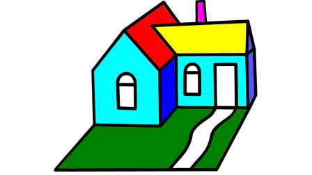 如何简笔画大房子 然后涂上彩色