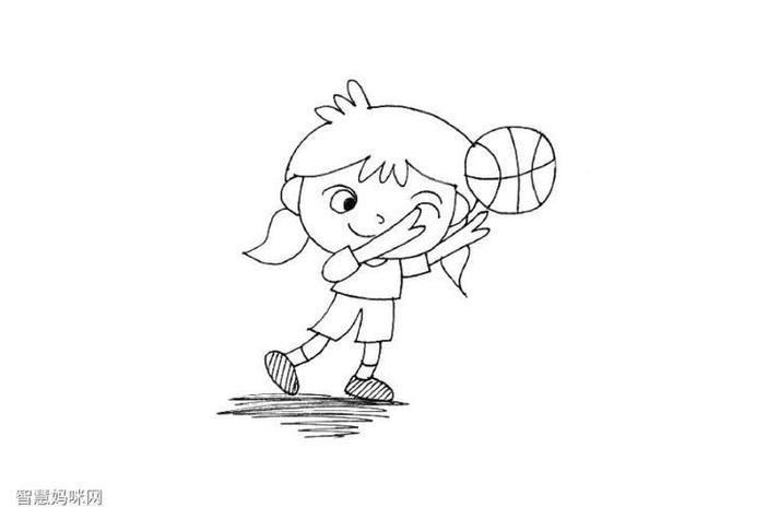 帅气女生打篮球简笔画