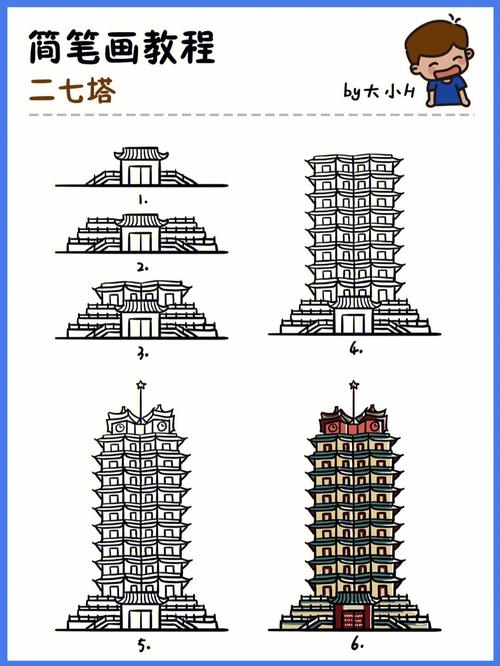中国建筑简笔画图片大全 彩色
