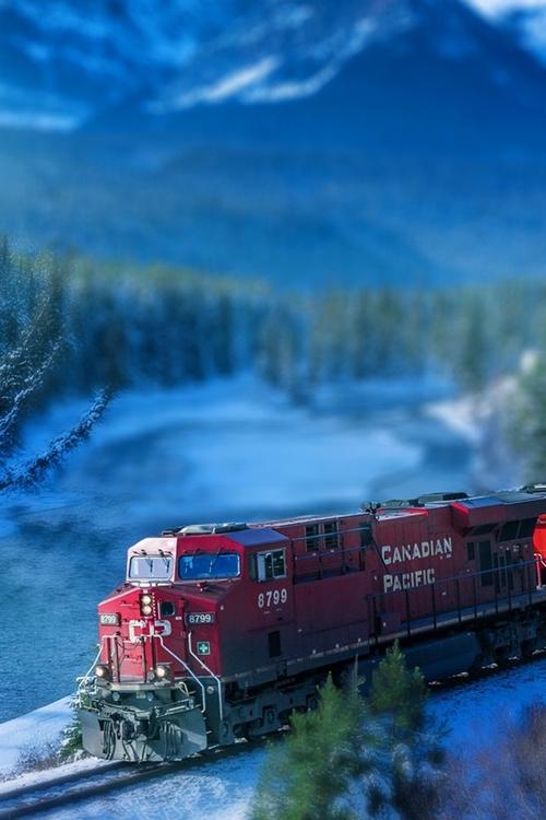 壁纸 火车,铁路,轨道,河,树木,加拿大 1920x1080 full hd 2k 高清壁纸