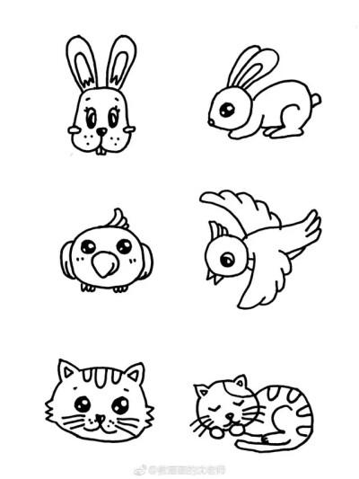 简笔画基础小动物100种可爱