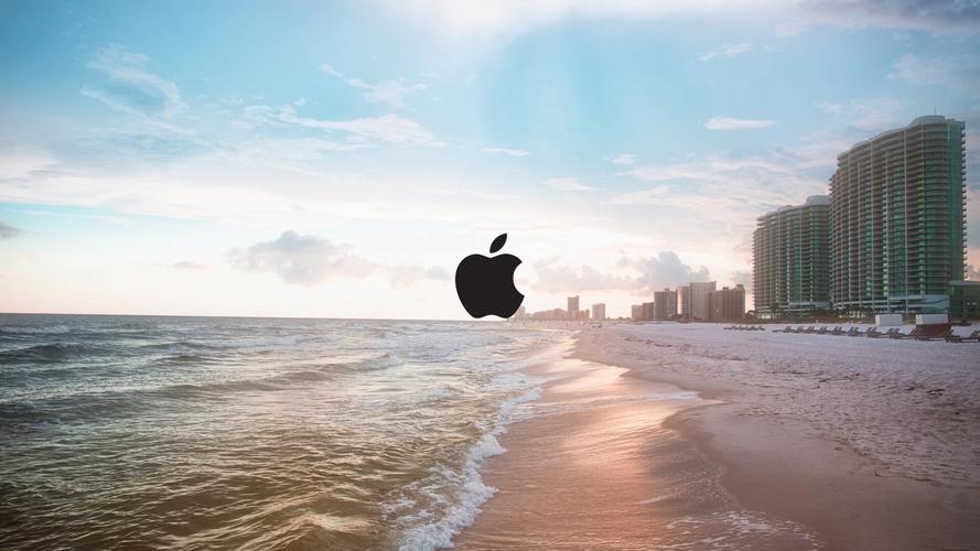 苹果沙滩图案壁纸高清图片
