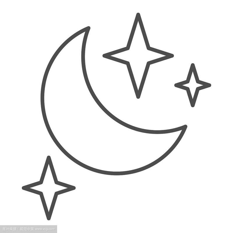 月亮星星细线象征夜晚